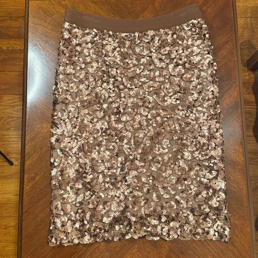 BCBGMaxAzria Bronze Sequin BodyCon Pencil Skirt